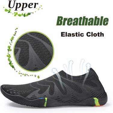 Чоловічі та жіночі аквашузи для плавання та відпочинку на воді, швидко сохнуть, легкі, дихаючі (45 EU, чорний)