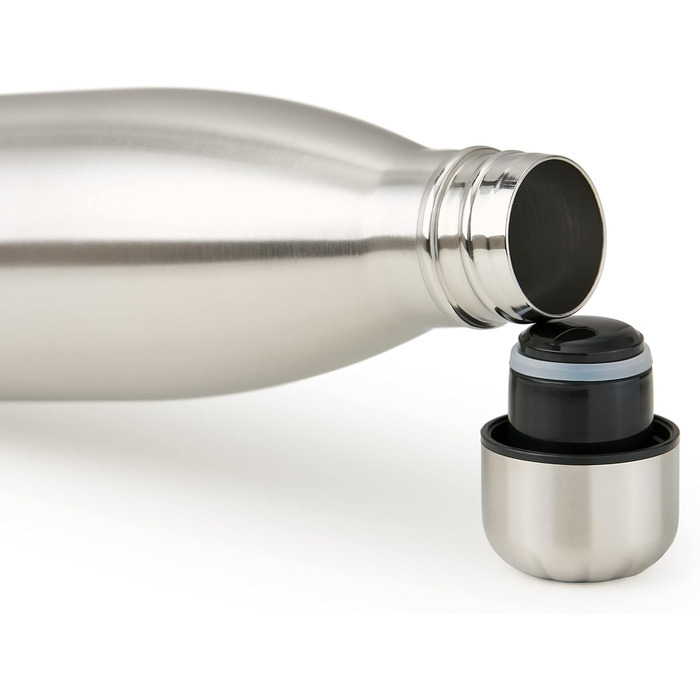 Фляга для води Blumtal 750 мл з нержавіючої сталі - ізотермічна, без BPA, з подвійними стінками, срібна