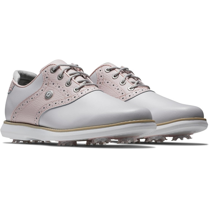 Жіночі гольф-туфлі FootJoy Tradition, білий, темно-синій, фіолетовий (41.5 EU, світло-сірий, рожевий)