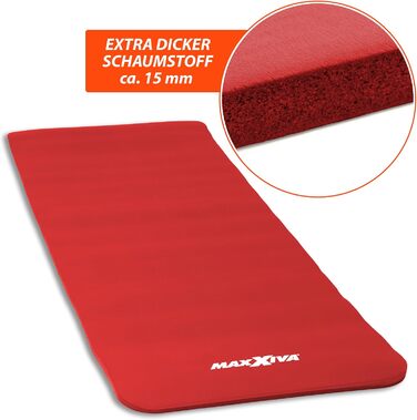 Килимок для йоги MAXXIVA® 190x60x1,5 см, без фталатів, нековзкий, з ременем для перенесення, червоний – фітнес, спорт, тренування