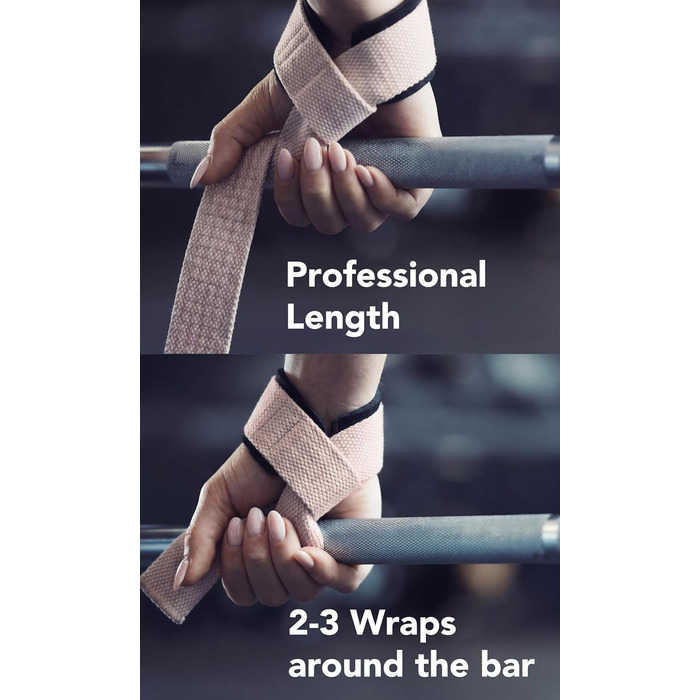 Фітнес-тримачі для тяги (м'які) Fitgriff® для силових тренувань, бодібілдингу - ремені для підйому штанги - для жінок та чоловіків (XS (обхват зап'ястя до 16 см), Blush Pink (силікон))