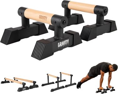 Паралелепи Gravity Fitness для калістеніки: стабільні, портативні, з гібридними дерев'яними ручками - для дому та студії