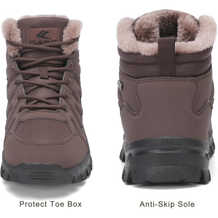 Чоловічі зимові черевики FLARUT: теплі, водонепроникні, для хайкінгу та трекінгу (колір: темно-коричневий, розмір: 39 EU)