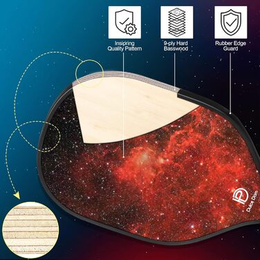 Набір пікбол-ракетки DULCE DOM (2/4 шт.) з м'ячами та сумкою, сертифікований USAPA, скловолокно/вуглеволокно, для гри в приміщенні та на вулиці