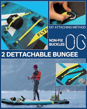 Надувна SUP-дошка Flypark Fishing&Family 3,5 м, 195 кг, з камеротримачем і ременем, екстра широка, для риболовлі та сімейного відпочинку