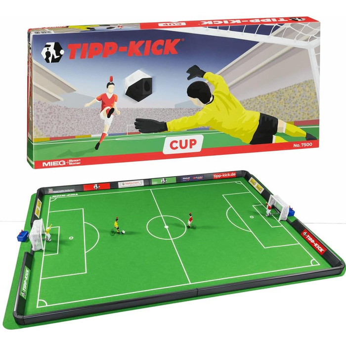 TIPP-KICK Кубок 108x71 см з бортами – ігровий набір з 2 гравцями, 2 воротарями, 2 воротами з сіткою, 2 м'ячами, ігрове поле з фетру
