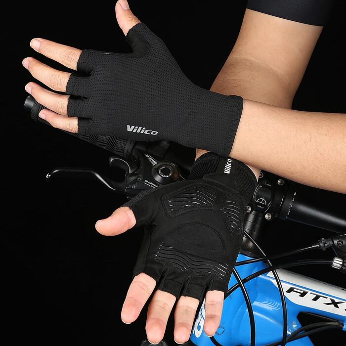Професійні велосипедні рукавички – дихаючі, амортизуючі, з силіконовими вставками на долонях для катання, альпінізму та активного відпочинку. Чорний, розмір L