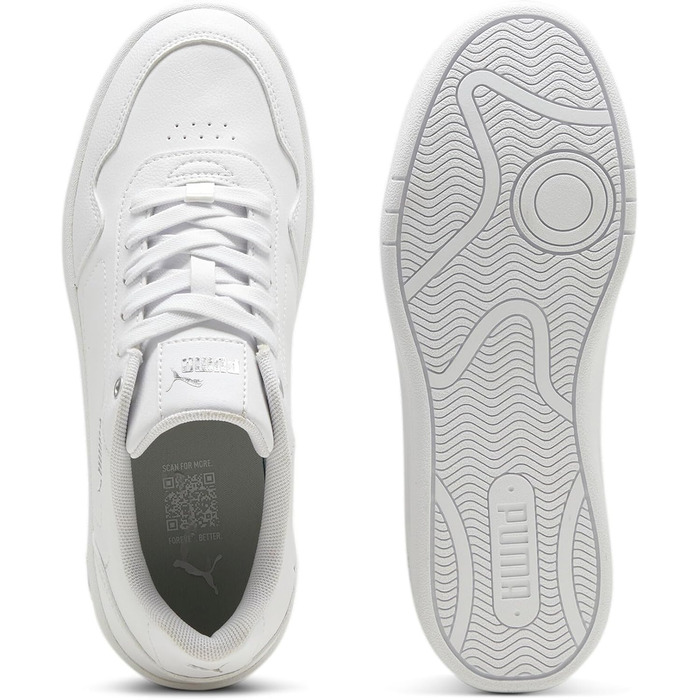 Жіночі кросівки PUMA Court Classy Basic — білі з сріблястим металіком, розмір 41 EU