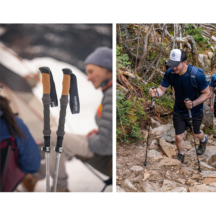 Трекінгові палиці TREKOLOGY Trek-Z Cork Grip: легкі, складні, регульовані, алюмінієві, для чоловіків та жінок