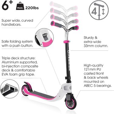 Дитячий складаний самокат GLOBBER Flow 125 мм, ABEC 5, регульований кермо