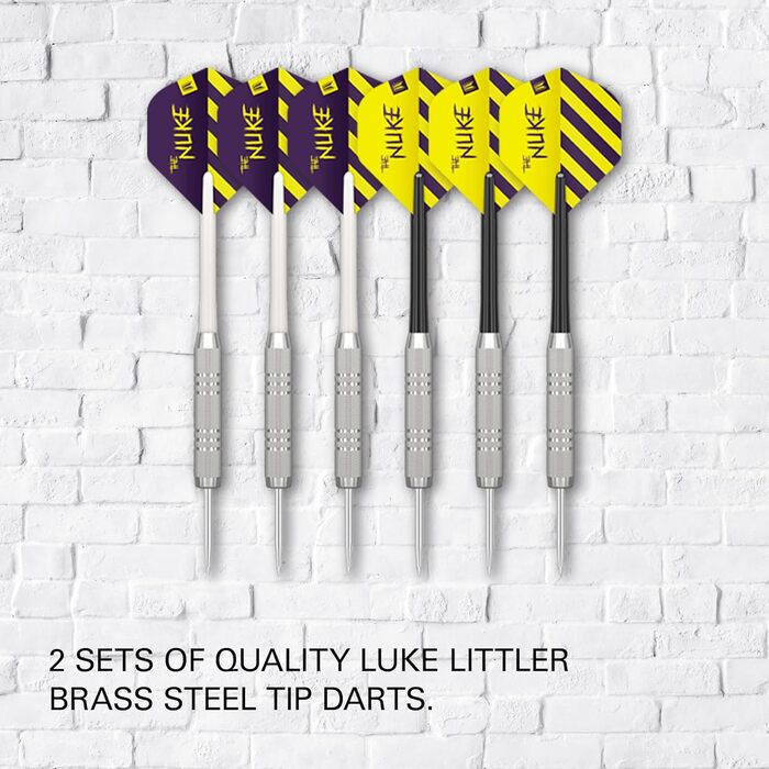 Професійний набір для дартсу Target Darts Luke Littler 'The Nuke' — дартс-дошка, 2 сталеві дротики, стандартна лінія для кидків, аксесуари