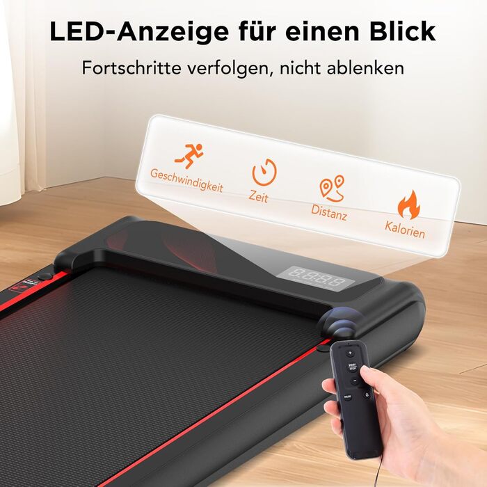 Біговий тренажер LIKESPORTING: компактний, з регулюванням нахилу, тримачем для планшета та пультом керування. Для дому та офісу, чорний