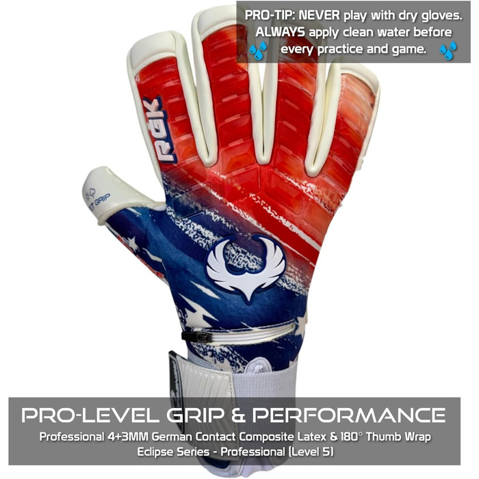 Воротарські рукавички Renegade GK Eclipse Profi з захистом пальців (розмір 7, Level 5) 4+3мм EXT Contact Grip | Професійні воротарські рукавички для чоловіків, підлітків та хлопчиків