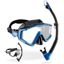 Маска для снорклінгу Cressi Liberty Triside & трубка Epsilon Dry - комплект для снорклінгу та дайвінгу, універсальний розмір, чорний/сапфіровий