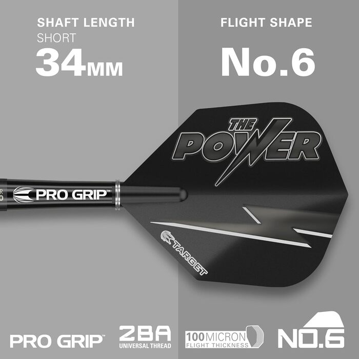 Darts Target Phil Taylor Power 8-Zero 1 (21/23/25 г) - сталеві дротики з вольфраму 80%, чорні, з кейсом