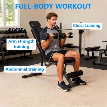 Складана лава для тренувань Hantelbank, 300 кг, регульована, багатофункціональна, для всього тіла