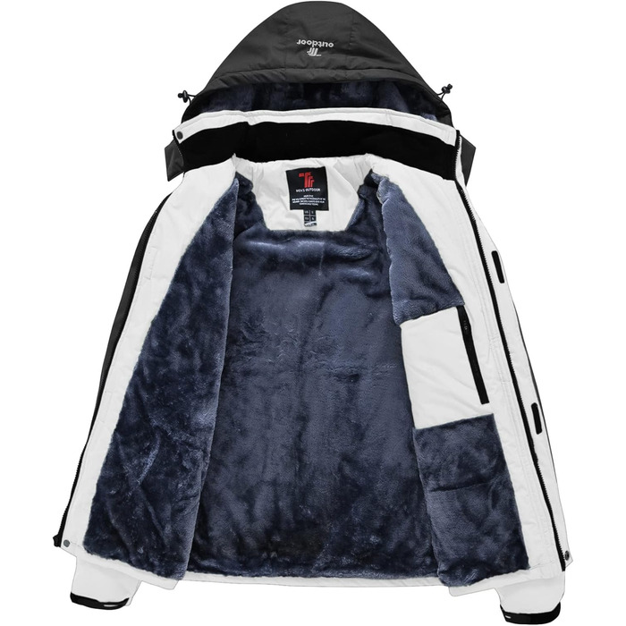 Чоловіча зимова куртка Jacken з флісовою підкладкою, водонепроникна, дихаюча, тепла, вітрозахисна Softshell з капюшоном (L, білий)