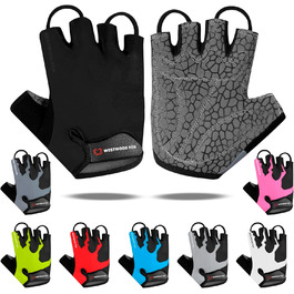 Велосипедні рукавички WESTWOOD FOX, напівпальцеві, унісекс, з підкладкою на ручках, з неслизькою долонею, для MTB, чорні, XL