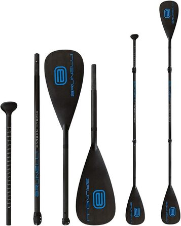 Весло для каяка та SUP Brunelli Carbon Hybrid Dual Tech, 2-в-1, 180-220 см, 4-складове