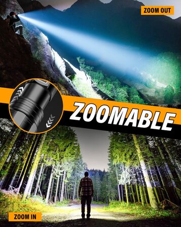 Ліхтар LED Akdomart XHM 70.2, 500000 люмен, USB, водонепроникний IP67, 5 режимів, чорний