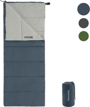 Спальний мішок Naturehike для дорослих, легкий прямокутний, з'єднувальний, 3-сезонний, для кемпінгу та походів (блакитний)