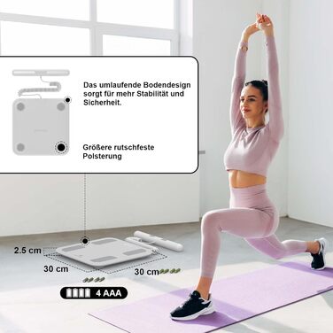 Цифрова вага для тіла з Bluetooth, аналіз складу тіла (8 електродів), APP, сенсори, розумна вага, 18 показників, BMI, м'язова маса, 300 кг, білий, 2023