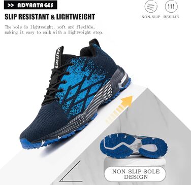 Hitmars Кросівки для чоловіків та жінок. Спортивні, для бігу та занять спортом. Чорний колір, розміри 36-48 EU (37 EU, блакитні)