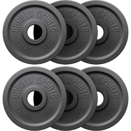 Олімпійські диски для штанги GORILLA SPORTS, чавунні, 1,25–30 кг, 50 мм, комплект або окремо