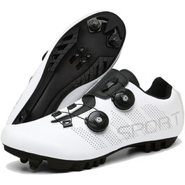 Чоловічі та жіночі велотуфлі ENEN для гірського велосипеда, сумісні з SPD, 2 болти, Delta Lock, чорно-білі, дихаючі, MTB, розмір 47 EU