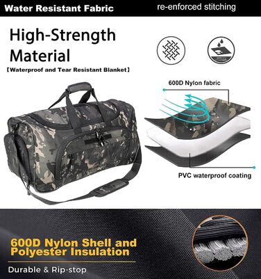 Спортивна тактична сумка для жінок і чоловіків BlackCamo, водонепроникна, легка, для тренувань і подорожей, з відділенням для взуття, мілітарі стиль