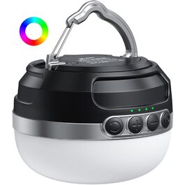 LED кемпінговий ліхтар на акумуляторі 10400mAh, RGB, регулювання яскравості, магнітний, з гачком, для кемпінгу, активного відпочинку, походу, намету, аварійного освітлення. Чорний