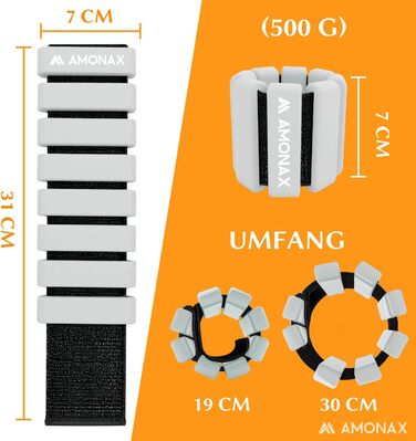 Манжети для фітнесу Amonax на щиколотки та зап'ястя, 2х0.5кг, сірі - ваги для ніг і рук, пілатес, для жінок та чоловіків