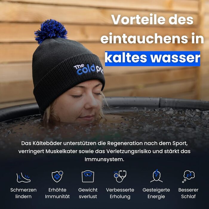 Тонна для криотерапії Eisbad для спортсменів з кришкою, портативна ванна для криотерапії, Cold Pod, складана надувна ванна для внутрішнього та зовнішнього використання (75 см)