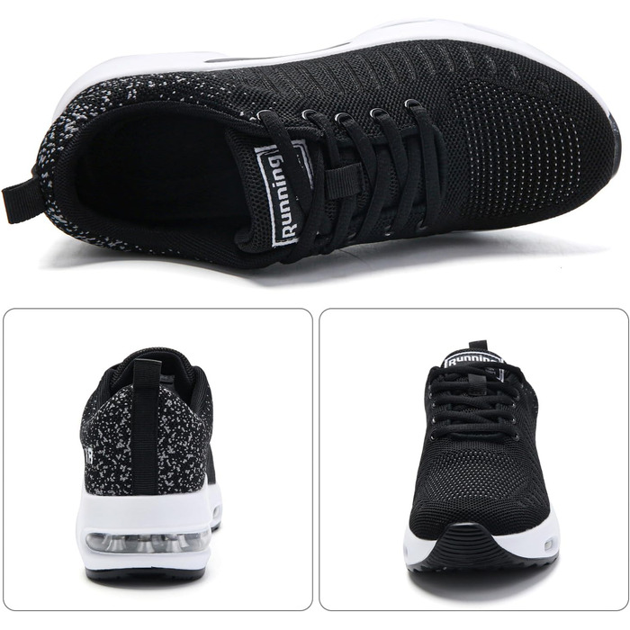Жіночі кросівки для бігу з підтримкою склепіння стопи, повітряна подушка, комфортні снікерси, чорно-білі, 38.5 EU