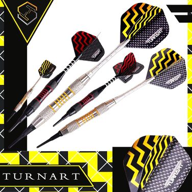 Дротики для електронної дартс-дошки Turnart, 9 шт, 18 г, з пластиковими наконечниками, 50 запасних наконечників, 20 гумових кілець, 27 оперень, 9 стрижнів, набір для електронного дартсу, колір різний