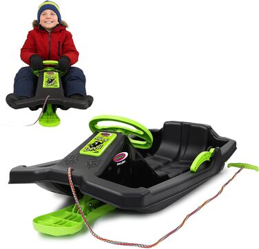 Сніговий санки Bob Black Devil з кермом, гальмом та ручним гальмом, від 3 років, чорний