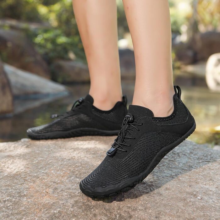 Чоловічі та жіночі аквашузи для плавання та відпочинку на пляжі, швидковисихаючі, з антиковзким покриттям, розмір 35-47, колір чорний