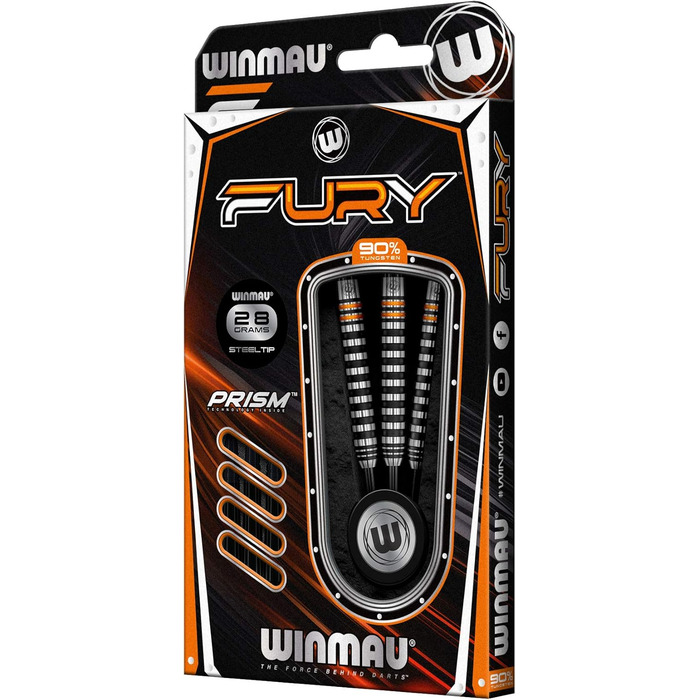 Дартси WINMAU Fury 22-28 г з вольфраму з призмовими крилами та стрижнями Vecta