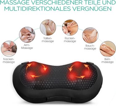 VOYOR HEALTH Масажна подушка з підігрівом, шиацу масажер з 3D головками, електричний прилад для зняття м'язового болю шиї, спини та ніг, подарунок для чоловіків і жінок, чорна
