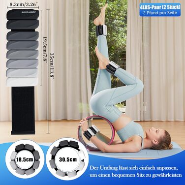 Ваги для ніг та рук BECOJADDE 0.45/0.9 кг (1.8 кг пара) - для кардіотренувань, бігу, фітнесу