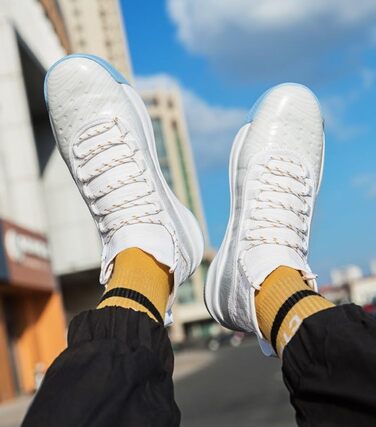 Чоловічі баскетбольні кросівки, високі, дихаючі, з антиковзаючою підошвою, для тренувань у залі та на вулиці, білі, 40 EU