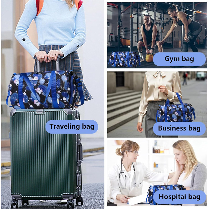 Спортивна сумка з єдинорогом, чорна – унісекс для тренувань та спорту