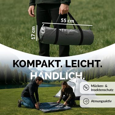 Намет MONTARAY для 2 або 4 особи: двостінний, з захистом від комарів, швидкий монтаж, водонепроникний, вітростійкий, дихаючий, легкий, компактний, з сумкою. Ідеально для кемпінгу та фестивалів (сірий)