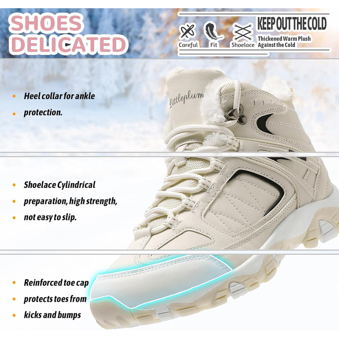 Зимові черевики ASHION для жінок. Теплі, утеплені, для ходьби на снігу та прогулянок. Розміри 36-42, колір бежевий.