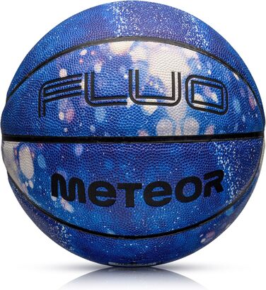 Світний баскетбольний м'яч meteor №7, флуоресцентний, м'який, для тренувань, світиться в темряві, синьо-білий, для дітей та підлітків