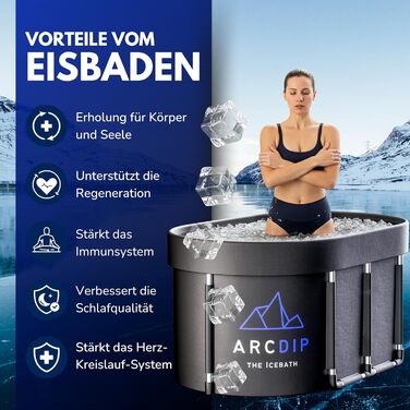 Poolomio® Eisbad Oval Premium Set: Ейсбад овальної форми, 120 x 60 x 60 см, 340 л | Преміум комплект для дому та відпочинку на природі | З алюмінієвим каркасом, ізольованим кришкою та аксесуарами | Ейсванна для холодової терапії та відновлення