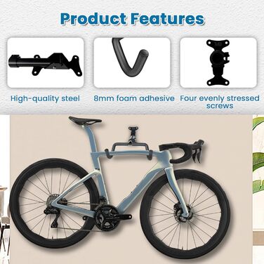 Настінна підставка для велосипеда, регульована, до 30 кг, для гірського, шосейного велосипеда, гаража та квартири