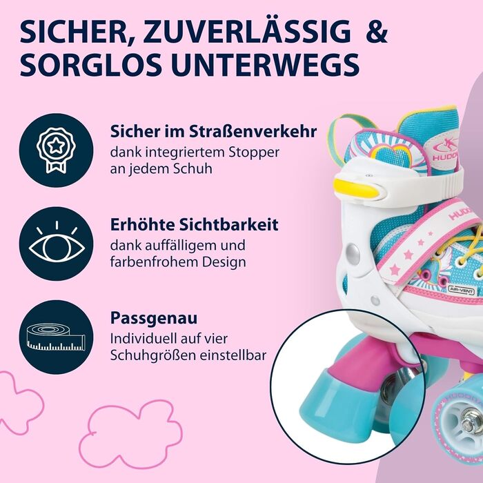 Роликові ковзани HUDORA Wonders - регульовані, для дітей до 60 кг, розміри 28-31, з високоякісного нейлону