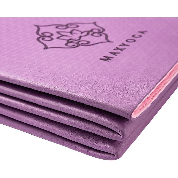 Складаний йога-мат MAXYOGA, нековзний, легкий, екологічний TPE, 183x61x0,6 см, темно-фіолетовий
