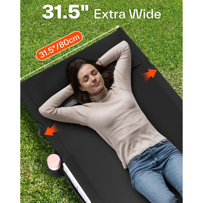 Розкладне ліжко Sportneer для кемпінгу та відпочинку на природі: легке, компактне, алюмінієве (190x70 см)